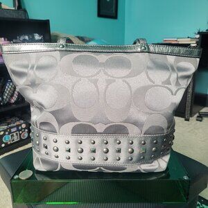 Coach Signature Studded Dark Grey bag and wallet